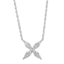0.20 Carat Lab Diamond Floral Pendant Necklace In Sterling Silver