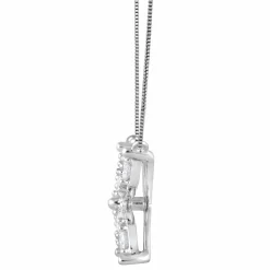 0.20 Carat Lab Diamond Floral Pendant Necklace In Sterling Silver