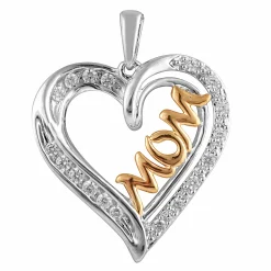 0.25 Carat Lab Diamond Heart Mom Pendant Necklace