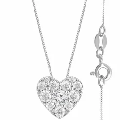 0.50 Carat Lab Diamond Heart Pendant Necklace In Sterling Silver