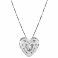 0.50 Carat Lab Diamond Heart Pendant Necklace In Sterling Silver