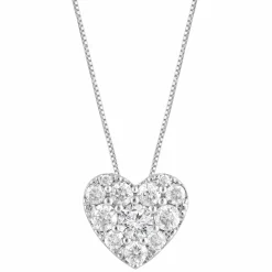 0.50 Carat Lab Diamond Heart Pendant Necklace In Sterling Silver