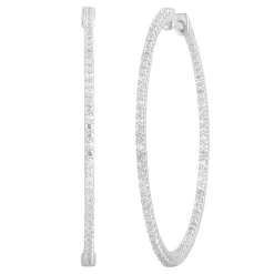 0.75 Carat Lab Diamond Hinged Hoop Sterling Silver Earrings