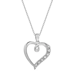 0.10 Carat Lab Diamond Open Heart Pendant Necklace
