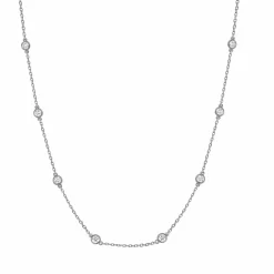 1 Carat Lab Diamond Station Necklace in Sterling Silver