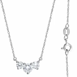 1 Carat Lab Diamond 3 Stone Pendant Necklace In Sterling Silver