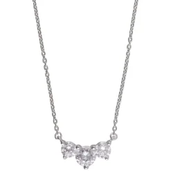 1 Carat Lab Diamond 3 Stone Pendant Necklace In Sterling Silver