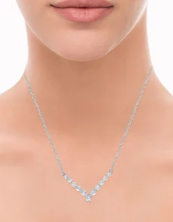 1 Carat Lab Diamond V Shaped Necklace In Sterling Silver