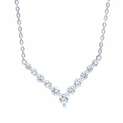 1 Carat Lab Diamond V Shaped Necklace In Sterling Silver