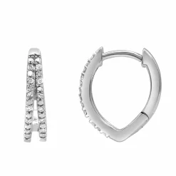 0.10 Carat Lab Double Row Diamond Huggie Hoop Earrings