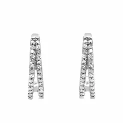 0.10 Carat Lab Double Row Diamond Huggie Hoop Earrings