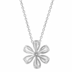 1 Carat Lab Floral Diamond Pendant Necklace In Sterling Silver