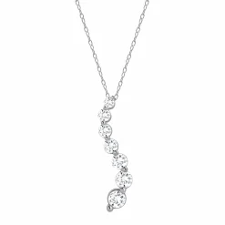 1 Carat Lab Graduating Diamond Necklace In Sterling Silver