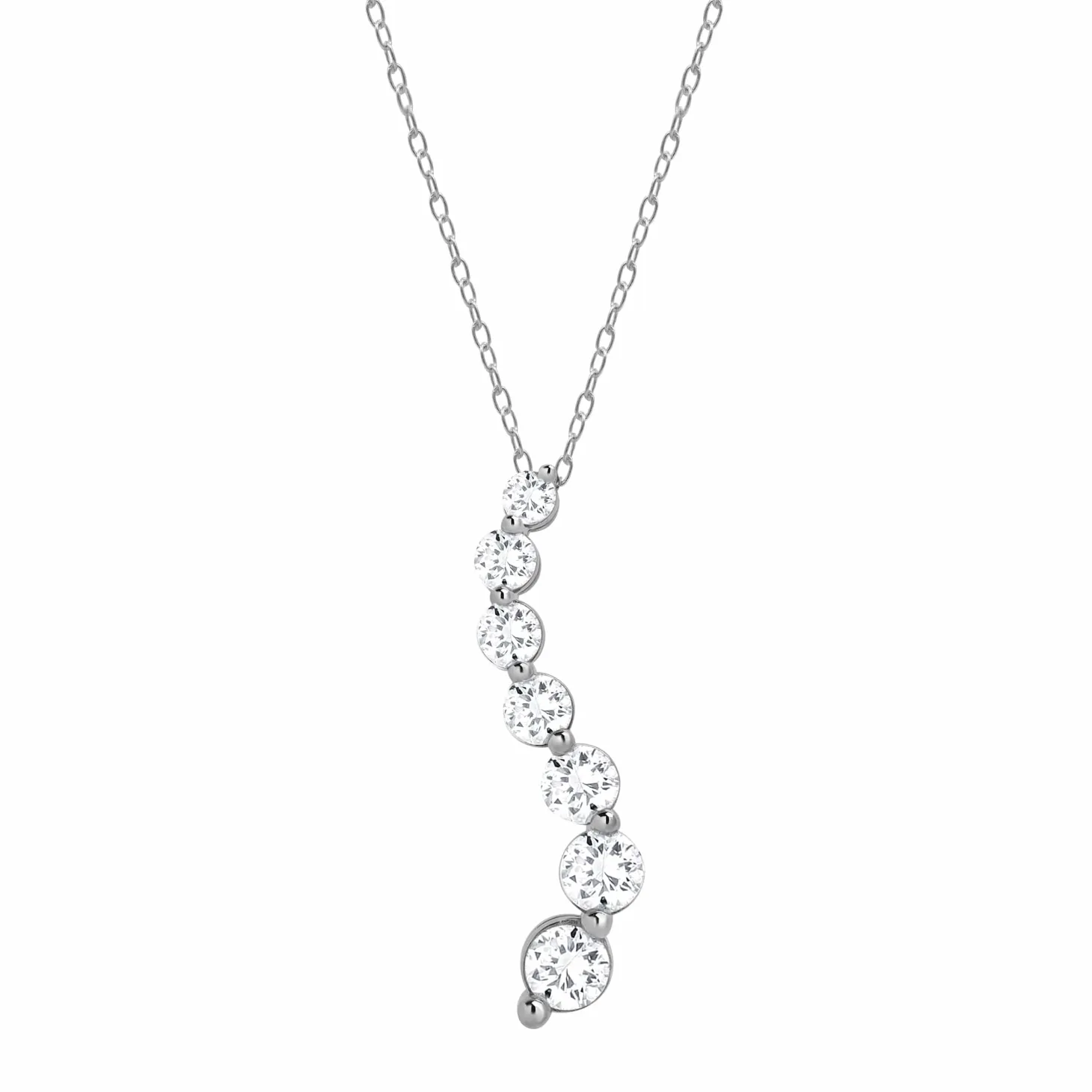 1 Carat Lab Graduating Diamond Necklace In Sterling Silver