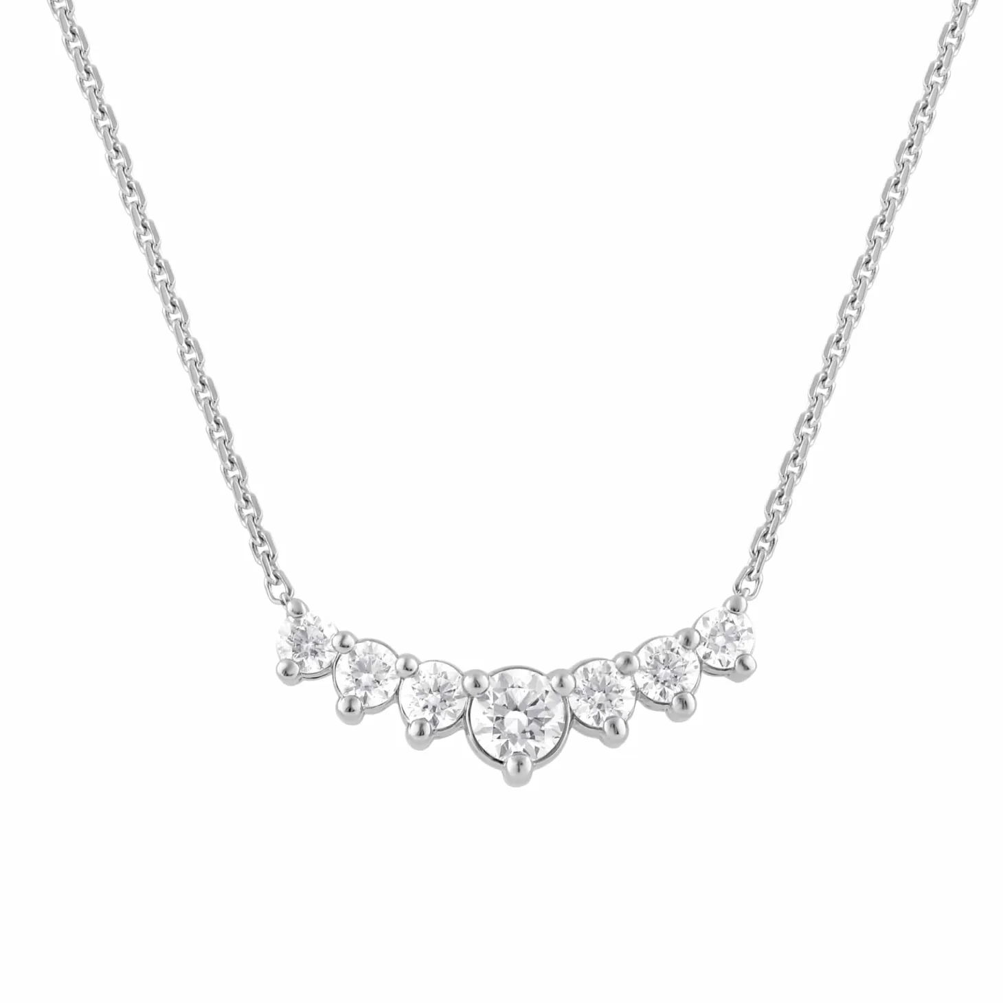 1 Carat Lab Graduating Diamond Necklace In Sterling Silver