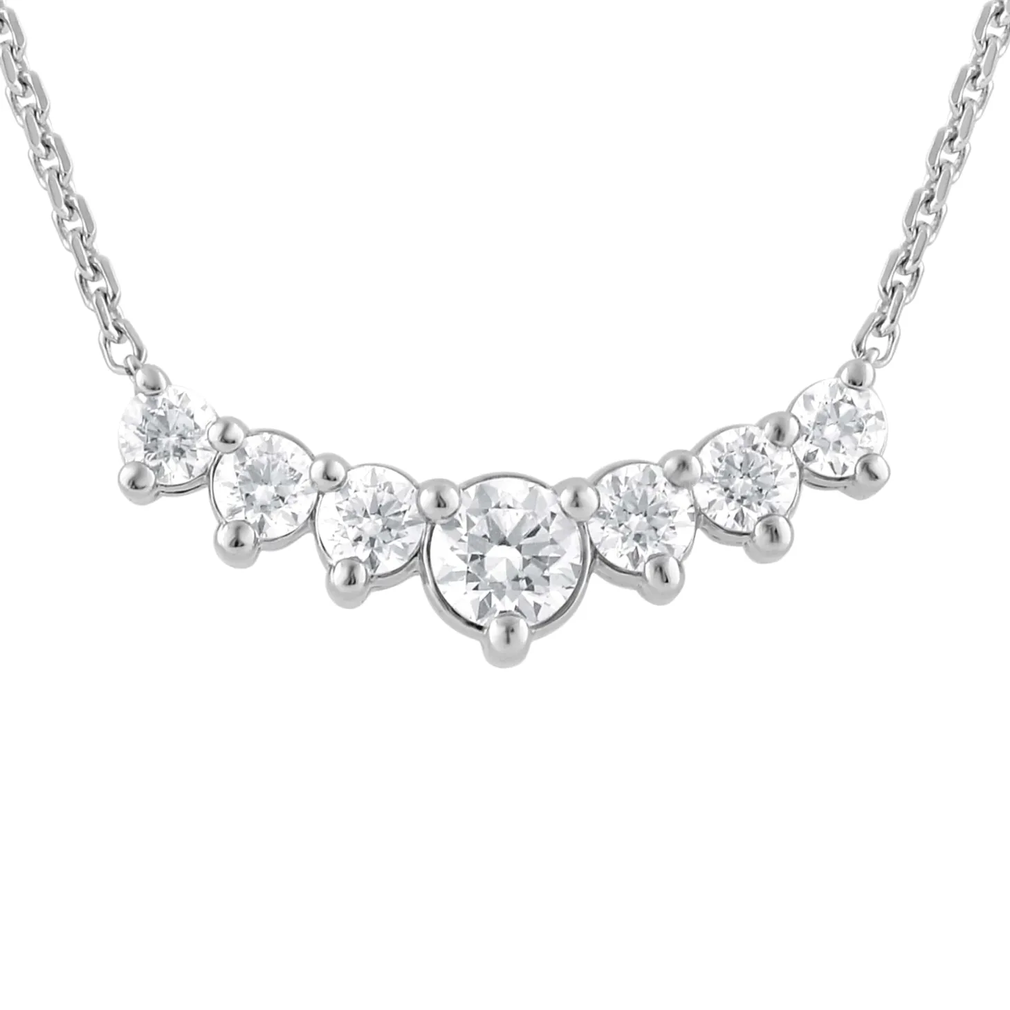 1 Carat Lab Graduating Diamond Necklace In Sterling Silver