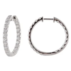 2 Carat Lab Inside Out Diamond Hoop Earrings In Sterling Silver
