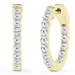1 Carat Lab Inside Out Diamond Hoop Earrings In Yellow Gold Plated Sterling Silver