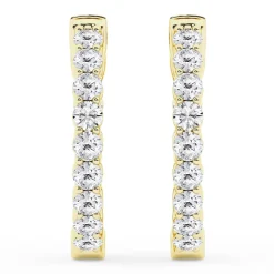 1 Carat Lab Inside Out Diamond Hoop Earrings In Yellow Gold Plated Sterling Silver