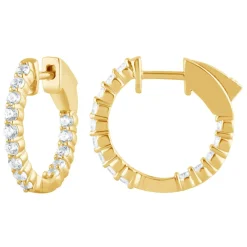 1 Carat Lab Inside Out Diamond Hoop Earrings In Yellow Gold Plated Sterling Silver