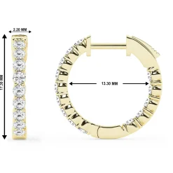 1 Carat Lab Inside Out Diamond Hoop Earrings In Yellow Gold Plated Sterling Silver
