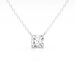 1 Carat Lab Princess Diamond Pendant Necklace In Sterling Silver