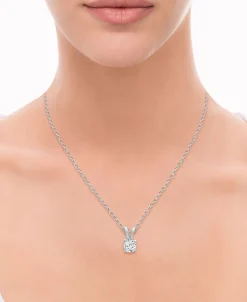 0.50 Carat Lab Round Cut Solitaire Diamond Necklace Set