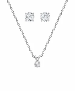 0.50 Carat Lab Round Cut Solitaire Diamond Necklace Set