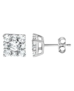 1 Carat Lab Round Diamond Stud Earrings In Sterling Silver