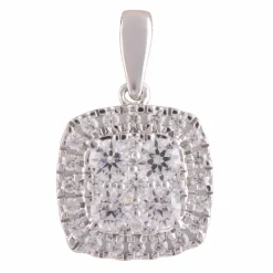 0.50 Carat Lab Round Halo Diamond Pendant Necklace In Sterling Silver