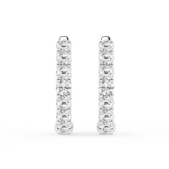 2 Carat Lab Round Inside Out Diamond Hoop Earrings In Sterling Silver