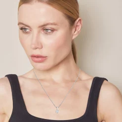0.60 Carat Lab Round Solitaire Diamond Pendant Necklace In Sterling Silver
