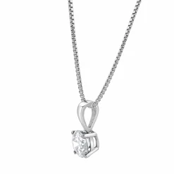 0.60 Carat Lab Round Solitaire Diamond Pendant Necklace In Sterling Silver