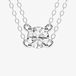 0.60 Carat Lab Round Solitaire Diamond Necklace In Sterling Silver