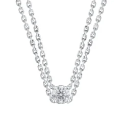 0.60 Carat Lab Round Solitaire Diamond Necklace In Sterling Silver