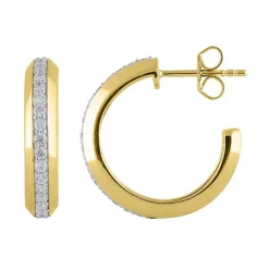 0.50 Carat Lab Single Row Diamond Half Huggie Hoop Earrings