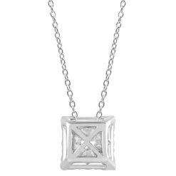 1 Carat Lab Square Cluster Diamond Pendant Necklace In Sterling Silver