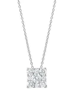 1 Carat Lab Square Cluster Diamond Pendant Necklace In Sterling Silver
