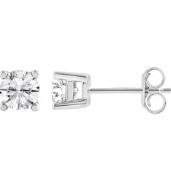 1 Carat Lab Sterling Silver And Yellow Gold Plated Silver Diamond Stud Earrings