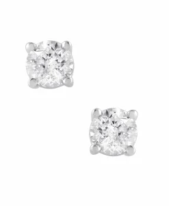 1 Carat Lab Sterling Silver And Yellow Gold Plated Silver Diamond Stud Earrings
