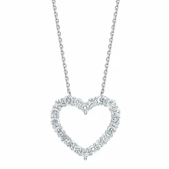 1 Carat Lab Sterling Silver Diamond Heart Pendant Necklace