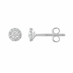 0.50 Carat Lab Sterling Silver Diamond Halo Necklace And Earrings Set