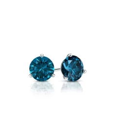 0.50 Carat Round Cut Lab Blue Diamond Stud Earrings