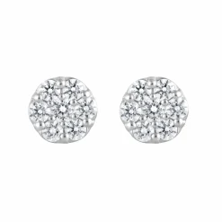 1 Carat Round Cut Lab Cluster Diamond Stud Earrings In Sterling Silver