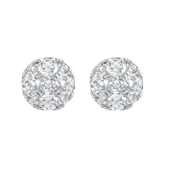 1 Carat Round Cut Lab Diamond Cluster Stud Earrings In Sterling Silver
