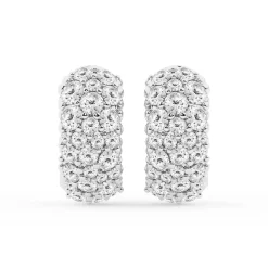 2 Carat Round Lab Cluster Diamond Hoop Earrings In Sterling Silver