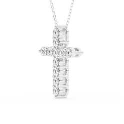 1 Carat Round Lab Diamond Cross Pendant Necklace