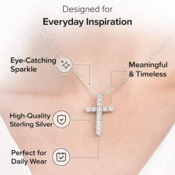 1 Carat Round Lab Diamond Cross Pendant Necklace