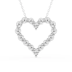 2 Carat Round Lab Diamond Heart Pendant Necklace In Sterling Silver