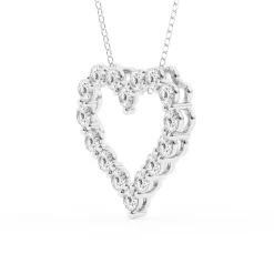 2 Carat Round Lab Diamond Heart Pendant Necklace In Sterling Silver